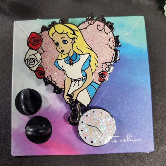 Alice Wonderland Lapel Pin Dangling Brooch Badge Accessories Jewelry Enamel Pin - Picture 1 of 4